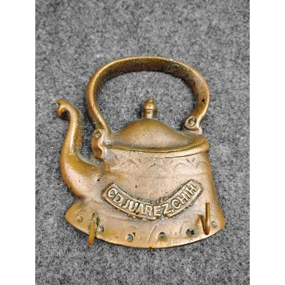 Vintage Cast Iron Teapot Wall Hook Rustic Farmhouse Wall Hanging Mexico